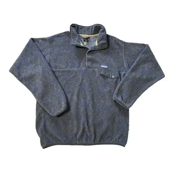 Patagonia Synchilla Jacket Men Large Blue Brown T-Snap Pullover